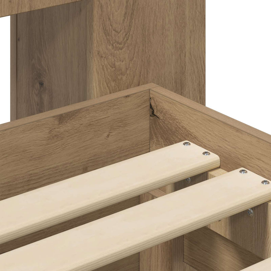 Bedframe met opslag Artisanaal eiken 80 x 200 cm Bewerkt hout