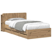 Bedframe 80x200 cm bewerkt hout artisanaal eiken