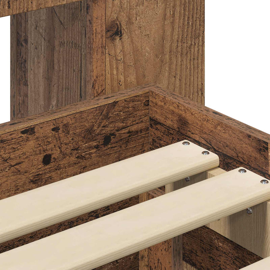 Bedframe met opslag met lade Oud hout 80 x 200 cm Bewerkt hout