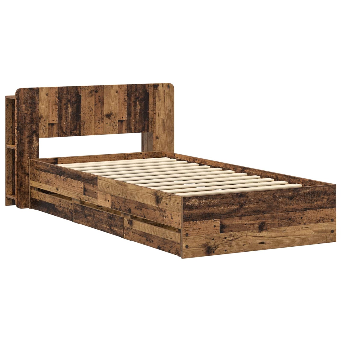 Bedframe met opslag met lade Oud hout 80 x 200 cm Bewerkt hout