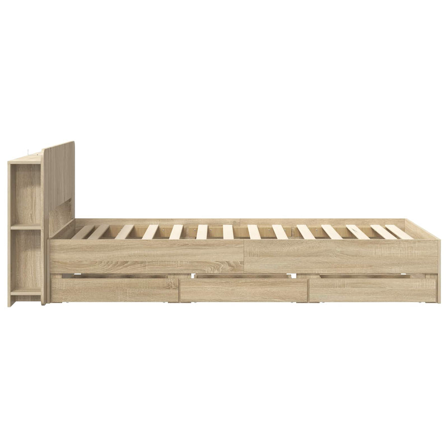 Bedframe met opslag Sonoma Eiken 80 x 200 cm Bewerkt hout