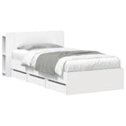 Bedframe 80x200 cm wit bewerkt hout met lade