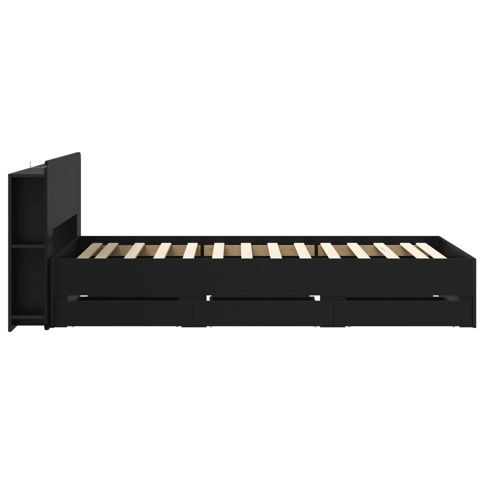 Bedframe met opslag Zwart 90 x 190 cm Bewerkt hout