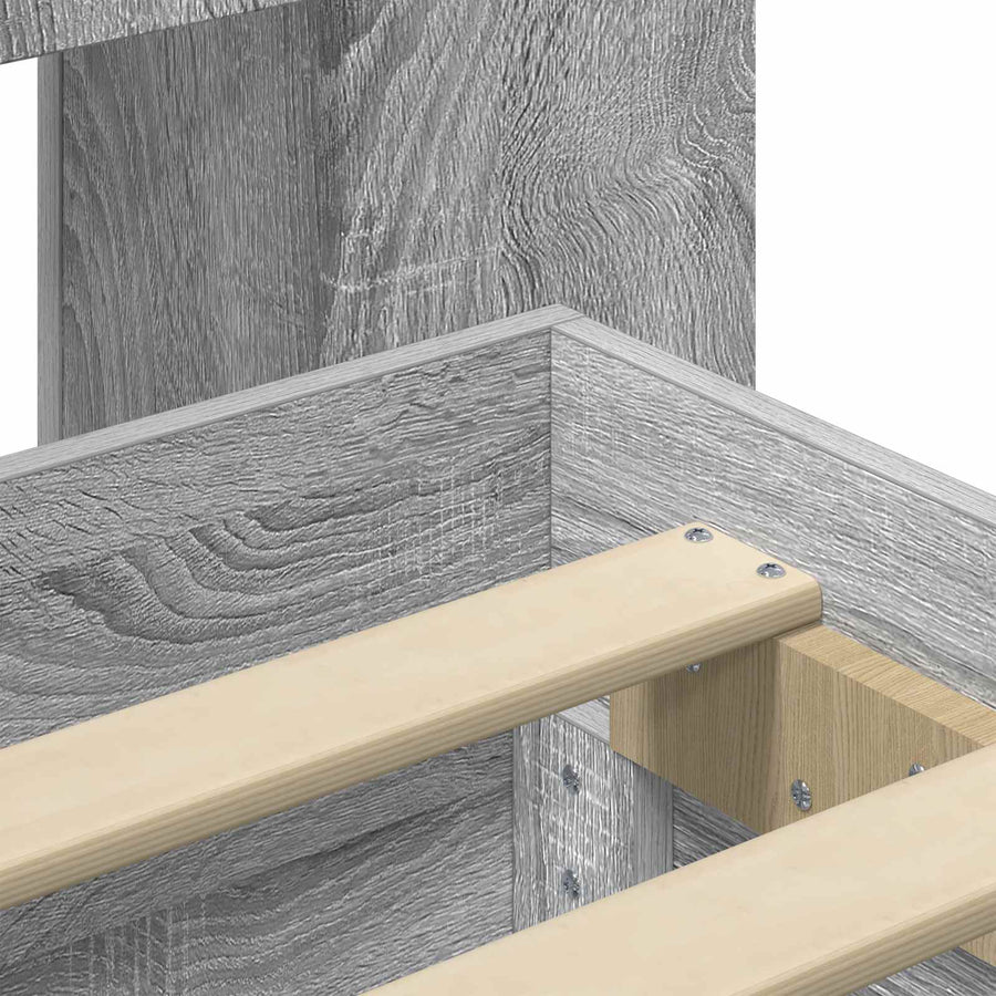 Bedframe met opslag Grijs Sonoma 90 x 190 cm Bewerkt hout