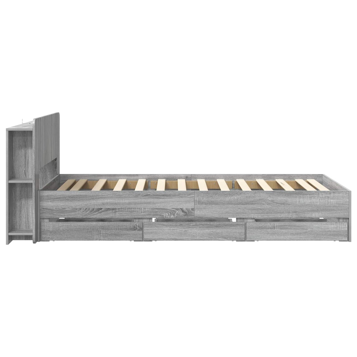 Bedframe met opslag Grijs Sonoma 90 x 190 cm Bewerkt hout