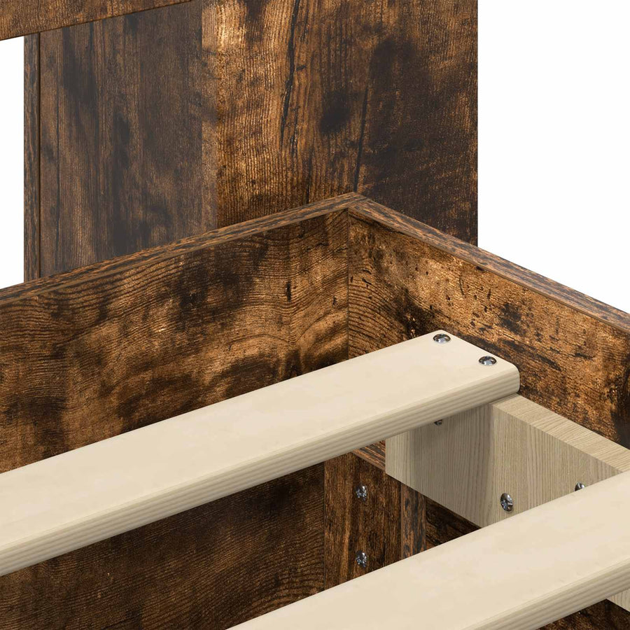 Bedframe met opslag Gerookt eiken 90 x 190 cm Bewerkt hout