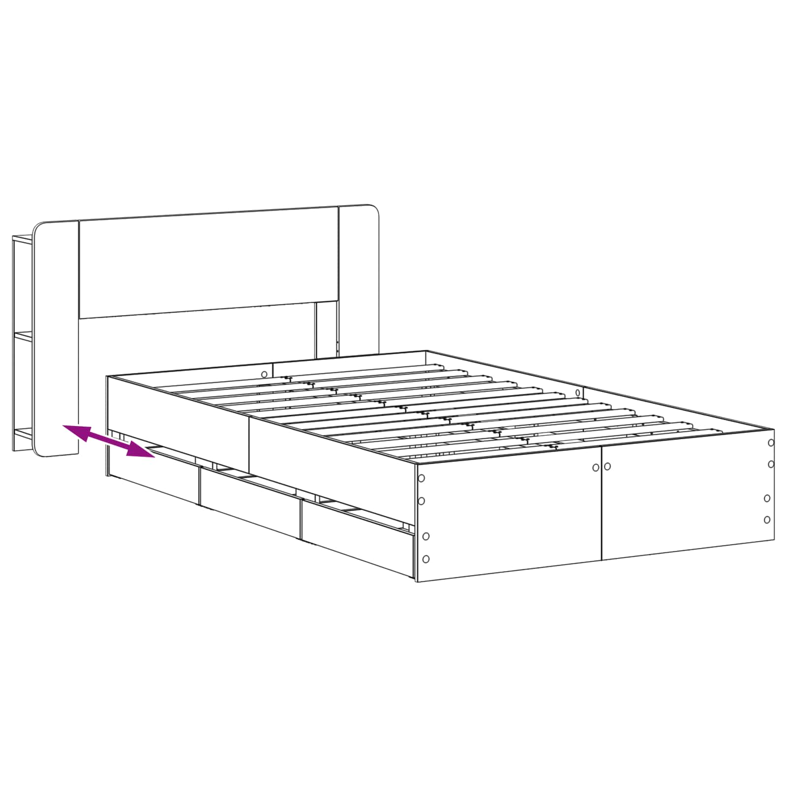 Bedframe met opslag Gerookt eiken 120 x 190 cm Bewerkt hout