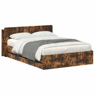 Storage bed frame Smoked oak 135 x 190 cm Engineered wood