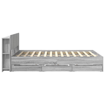 Bedframe met opslag Grijs Sonoma 140 x 200 cm Bewerkt hout