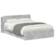 Bedframe 150x200 cm betongrijs bewerkt hout met lades