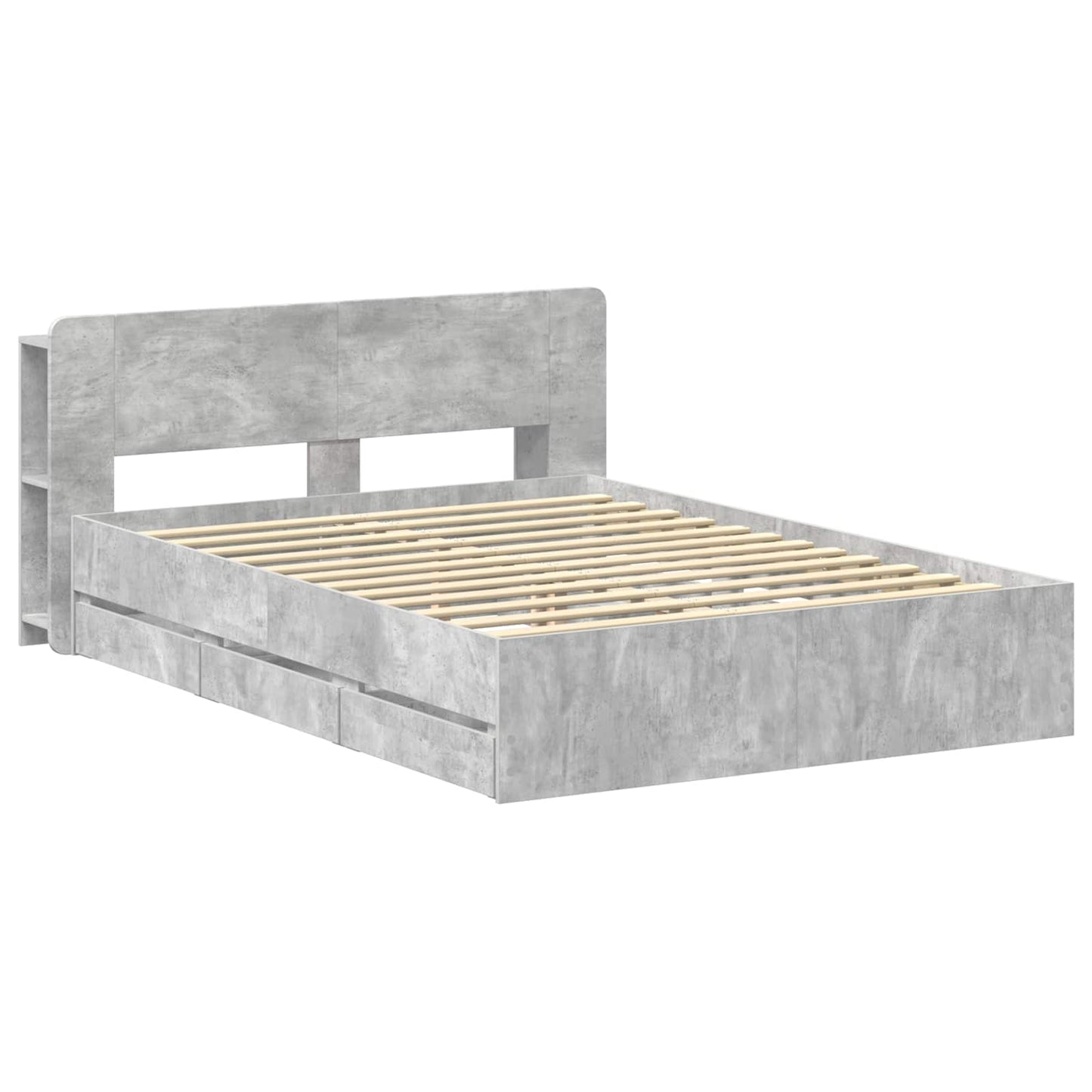 Bedframe met opslag Betongrijs 150 x 200 cm Bewerkt hout