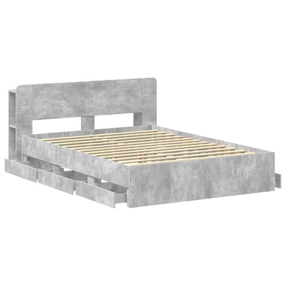 Bedframe met opslag Betongrijs 150 x 200 cm Bewerkt hout