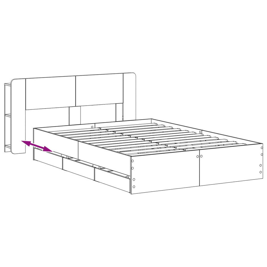 Bedframe met opslag Betongrijs 150 x 200 cm Bewerkt hout