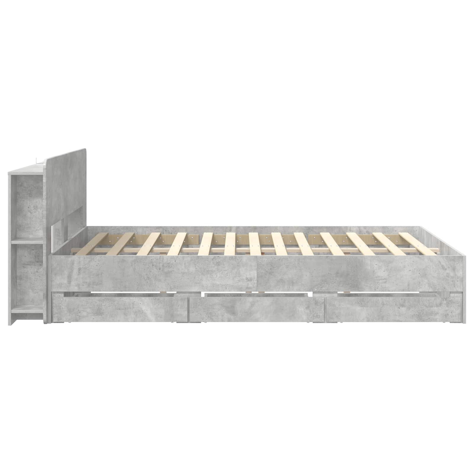 Bedframe met opslag Betongrijs 150 x 200 cm Bewerkt hout