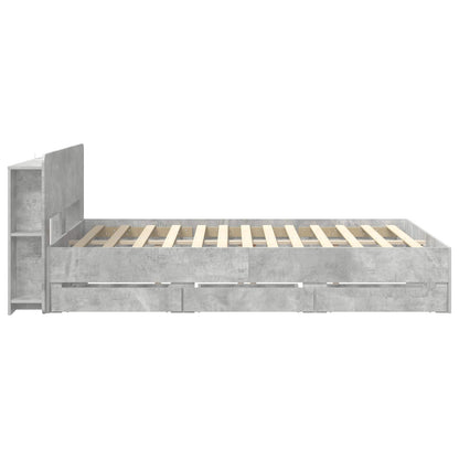 Bedframe met opslag Betongrijs 150 x 200 cm Bewerkt hout