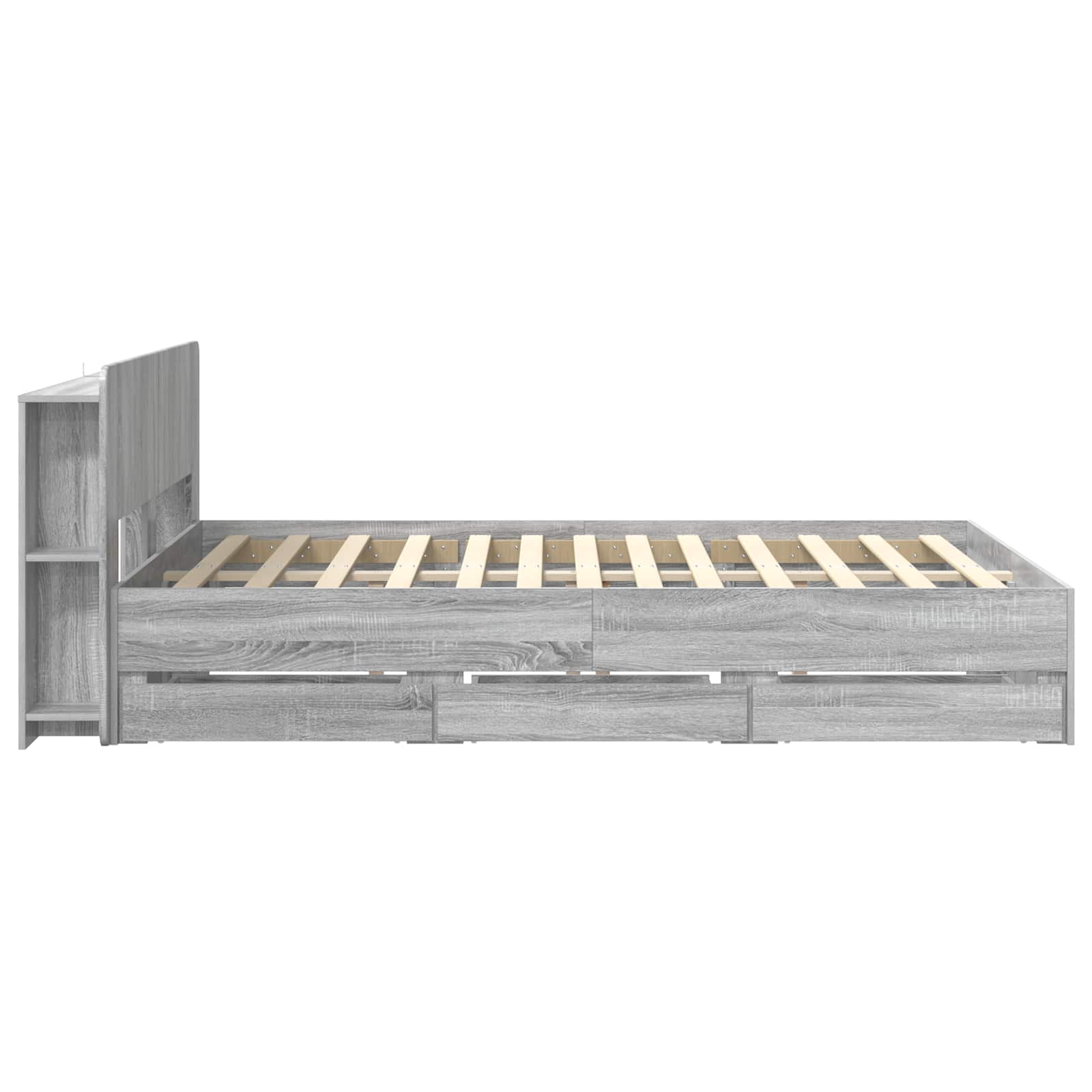 Bedframe met opslag Grijs Sonoma 150 x 200 cm Bewerkt hout
