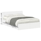 Storage Bed Frame White 150 x 200 cm Engineered Wood