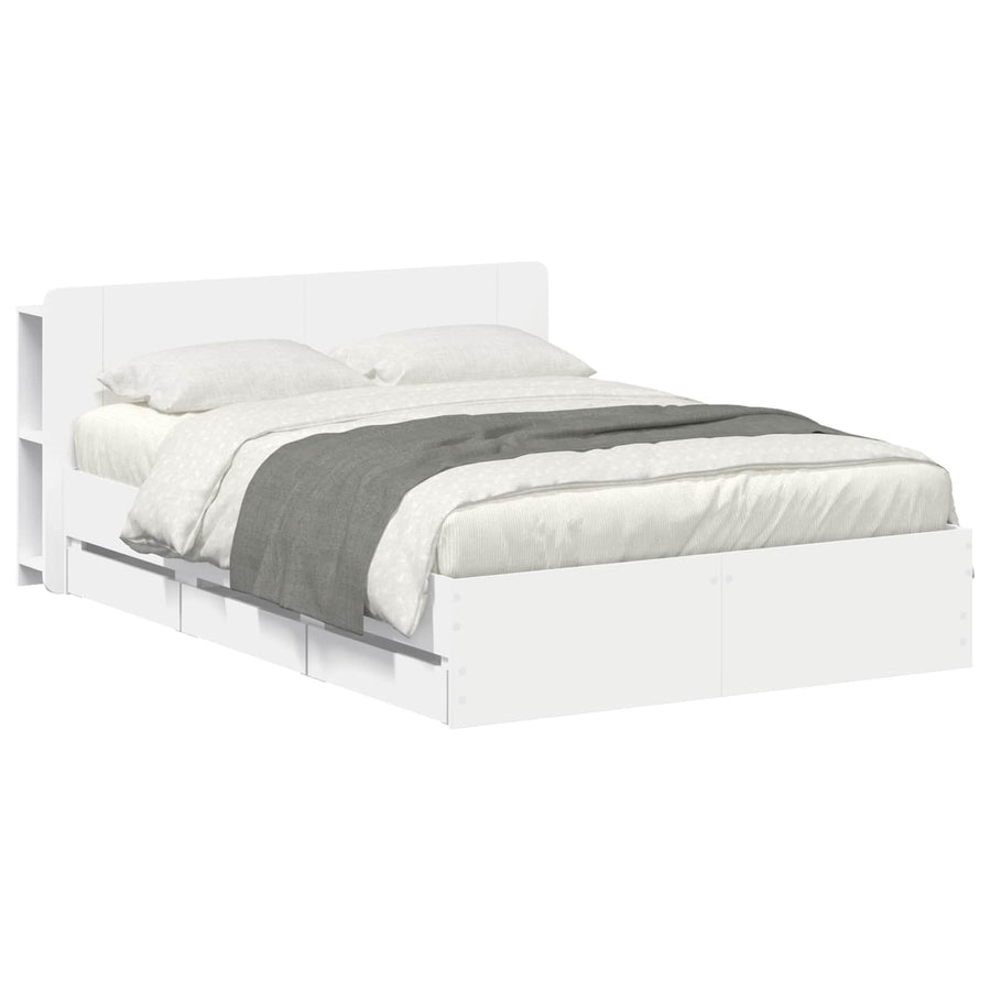 Bedframe met opslag Wit 150 x 200 cm Bewerkt hout