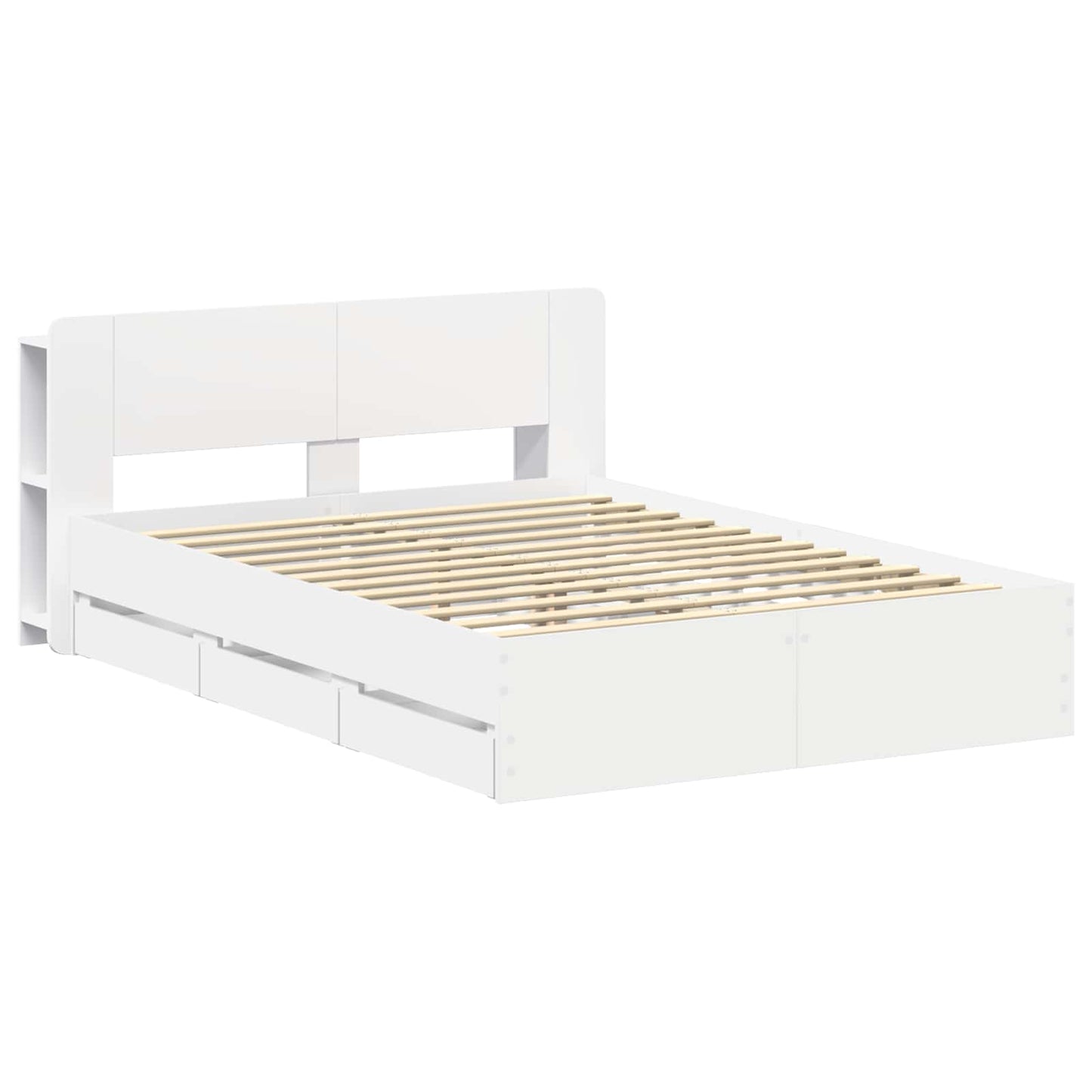 Bedframe met opslag Wit 150 x 200 cm Bewerkt hout