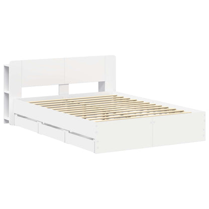 Bedframe met opslag Wit 150 x 200 cm Bewerkt hout