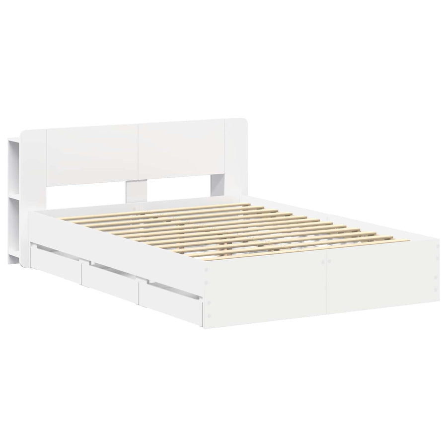 Bedframe met opslag Wit 150 x 200 cm Bewerkt hout
