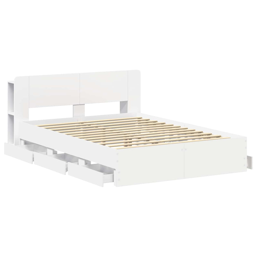 Bedframe met opslag Wit 150 x 200 cm Bewerkt hout