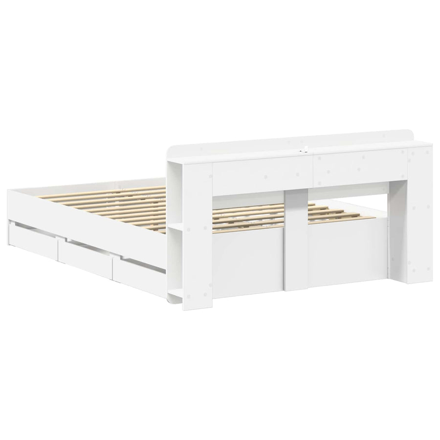 Bedframe met opslag Wit 150 x 200 cm Bewerkt hout