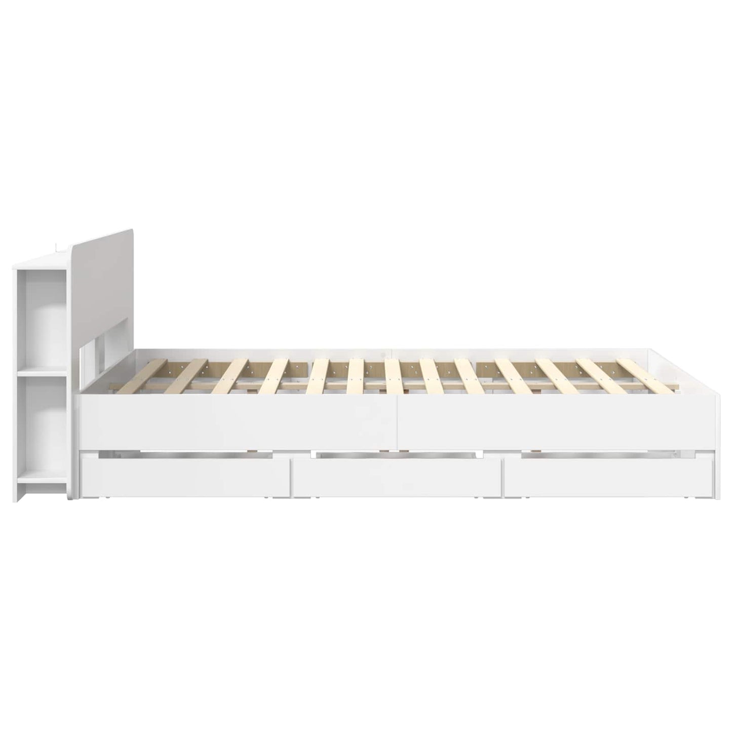 Bedframe met opslag Wit 150 x 200 cm Bewerkt hout