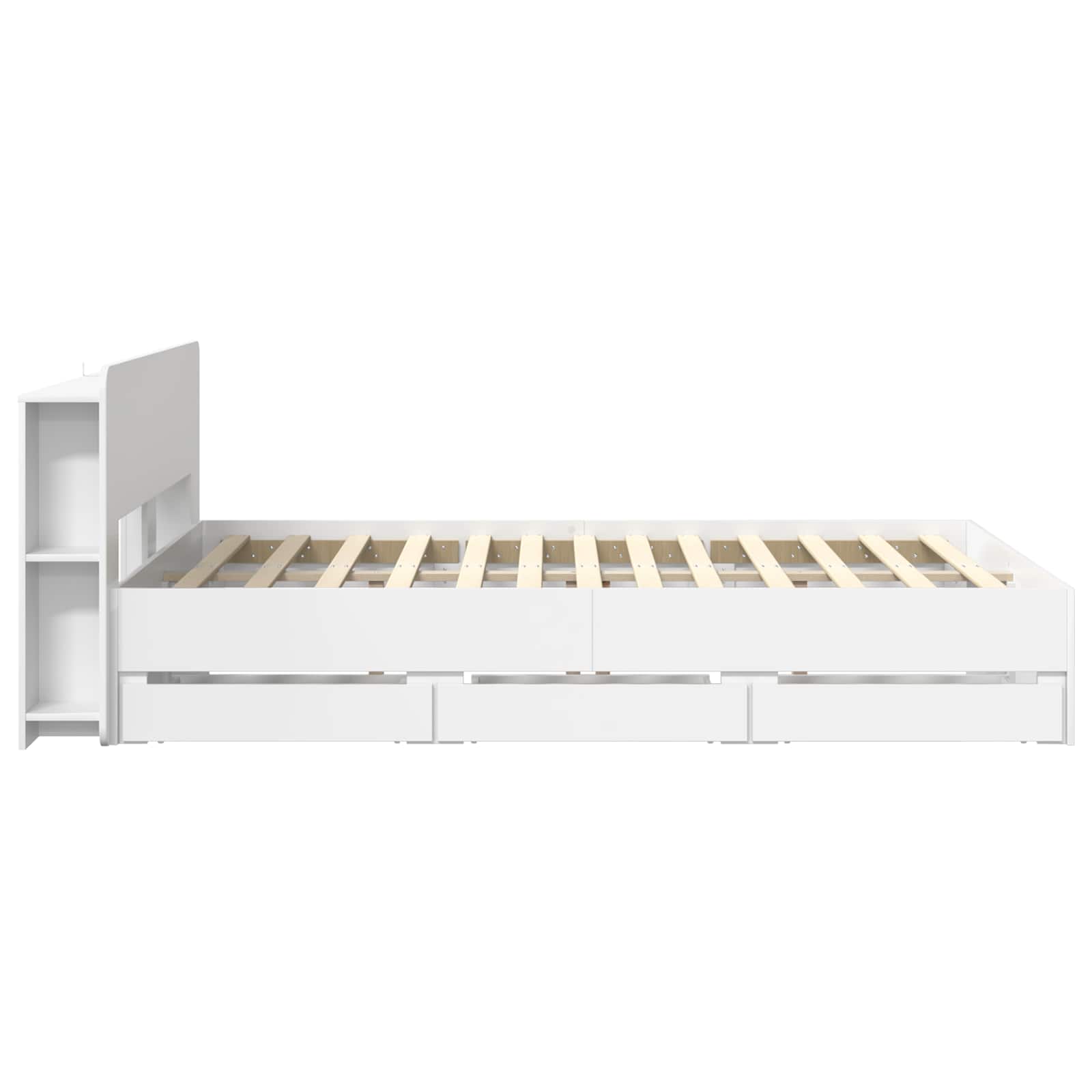 Bedframe met opslag Wit 150 x 200 cm Bewerkt hout
