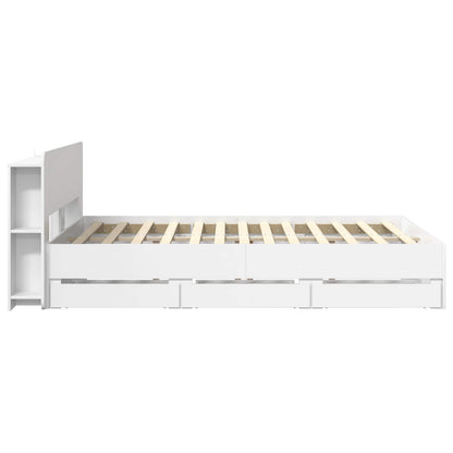 Bedframe met opslag Wit 150 x 200 cm Bewerkt hout