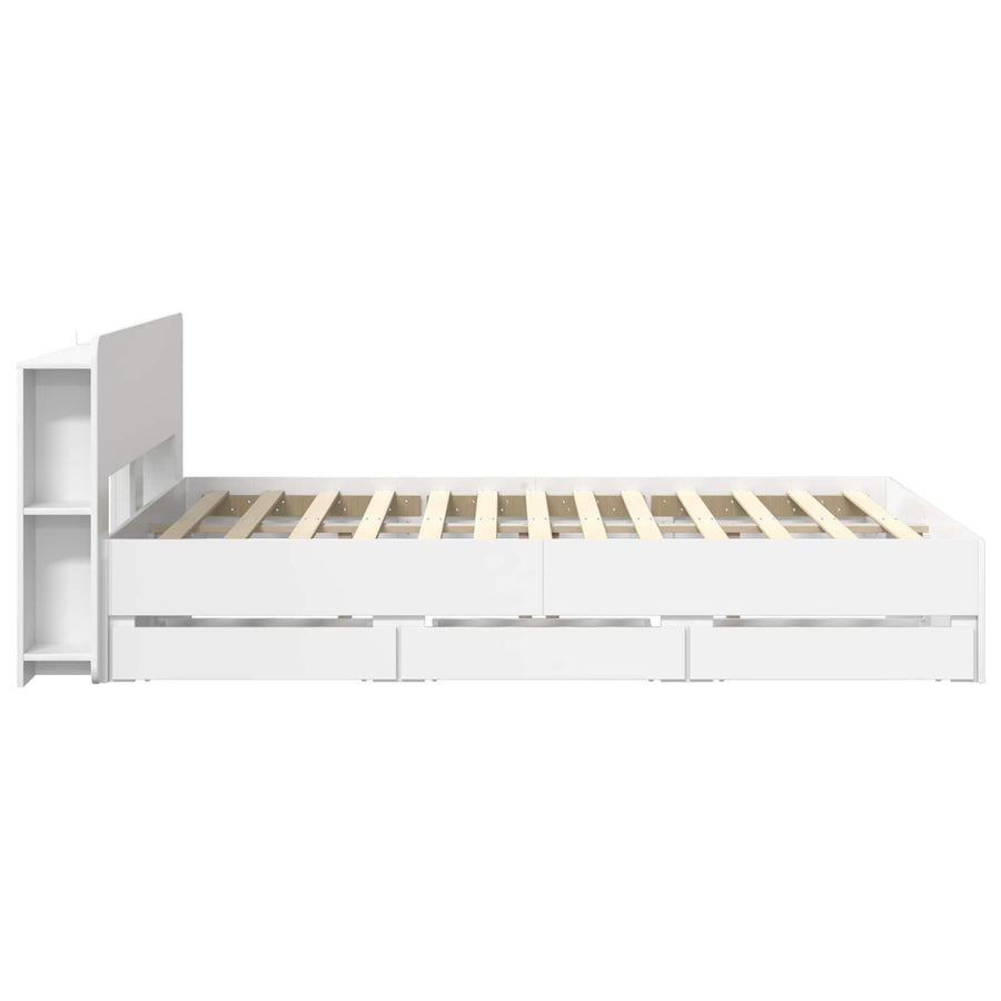 Bedframe met opslag Wit 150 x 200 cm Bewerkt hout