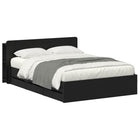 Bed frame with storage Black 160 x 200 cm Engineered wood