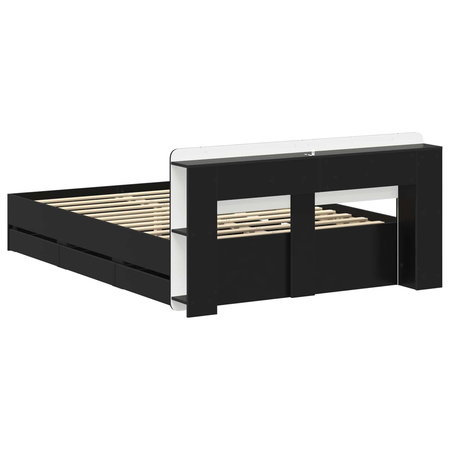 Bedframe met opslag Zwart 160 x 200 cm Bewerkt hout