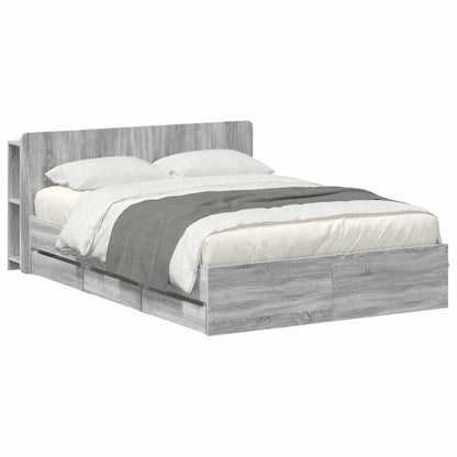 Bedframe met opslag Grijs Sonoma 160 x 200 cm Bewerkt hout