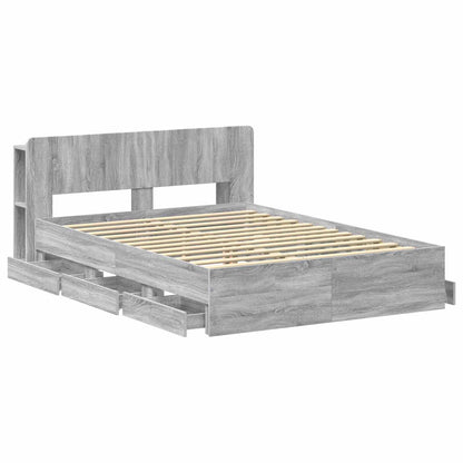 Bedframe met opslag Grijs Sonoma 160 x 200 cm Bewerkt hout