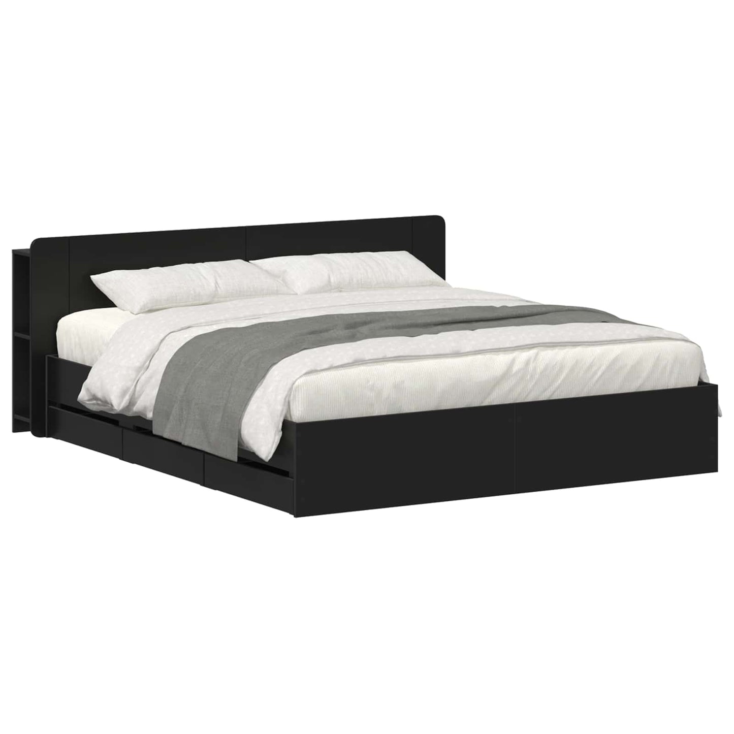 Bedframe met opslag Zwart 180 x 200 cm Bewerkt hout