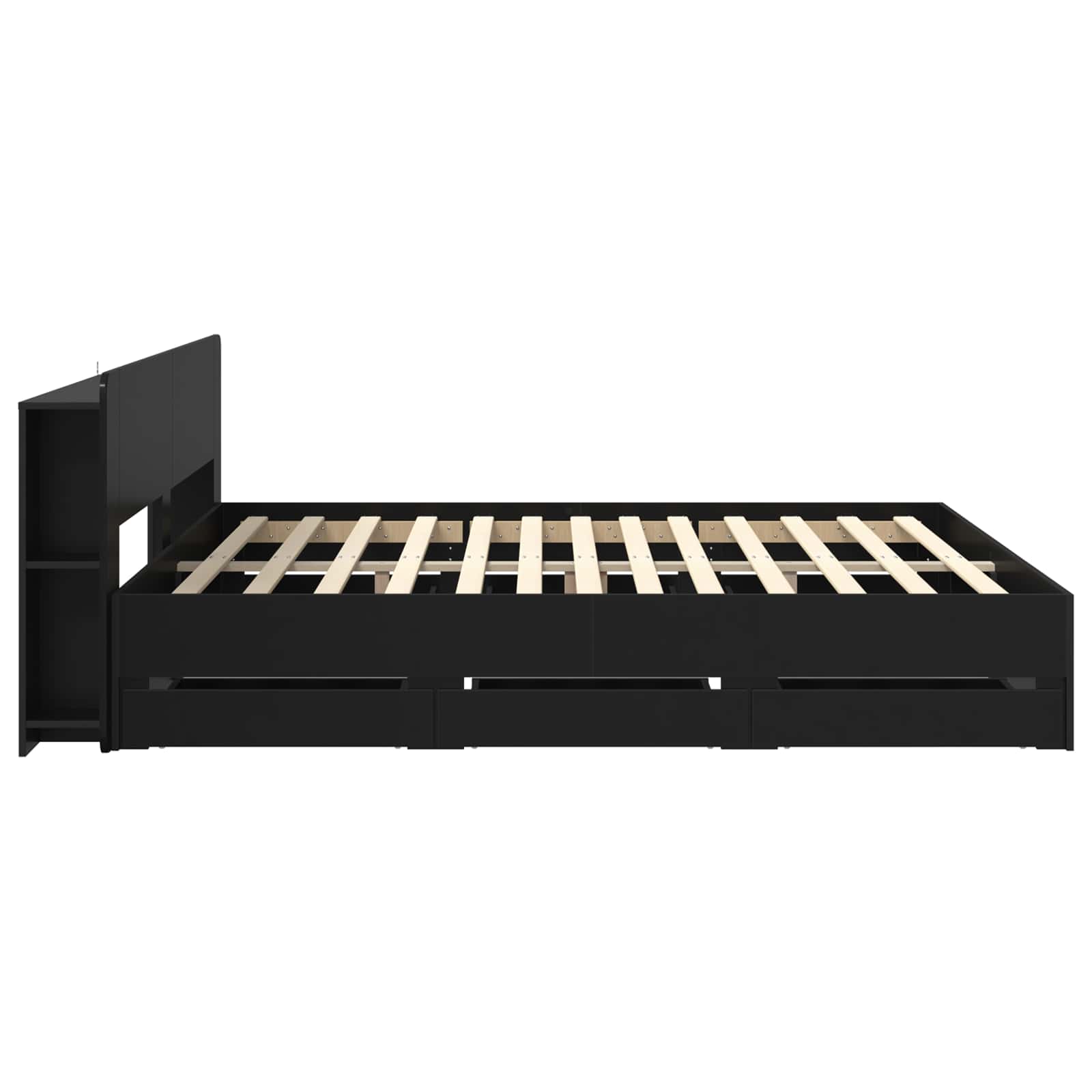 Bedframe met opslag Zwart 180 x 200 cm Bewerkt hout