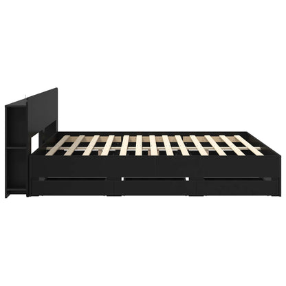 Bedframe met opslag Zwart 180 x 200 cm Bewerkt hout