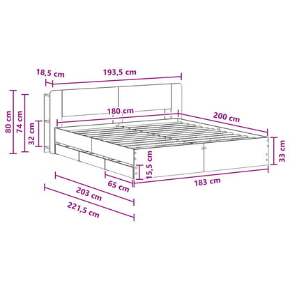Bedframe met opslag Zwart 180 x 200 cm Bewerkt hout