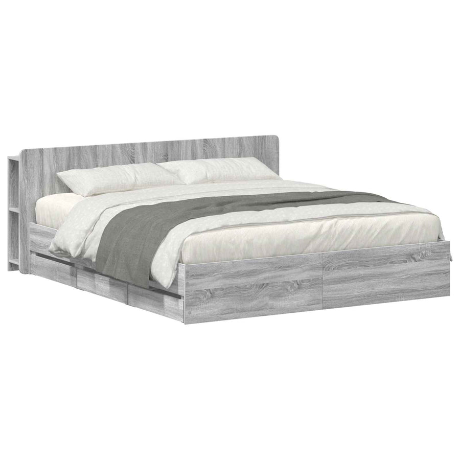 Bedframe met opslag Grijs Sonoma 180 x 200 cm Bewerkt hout