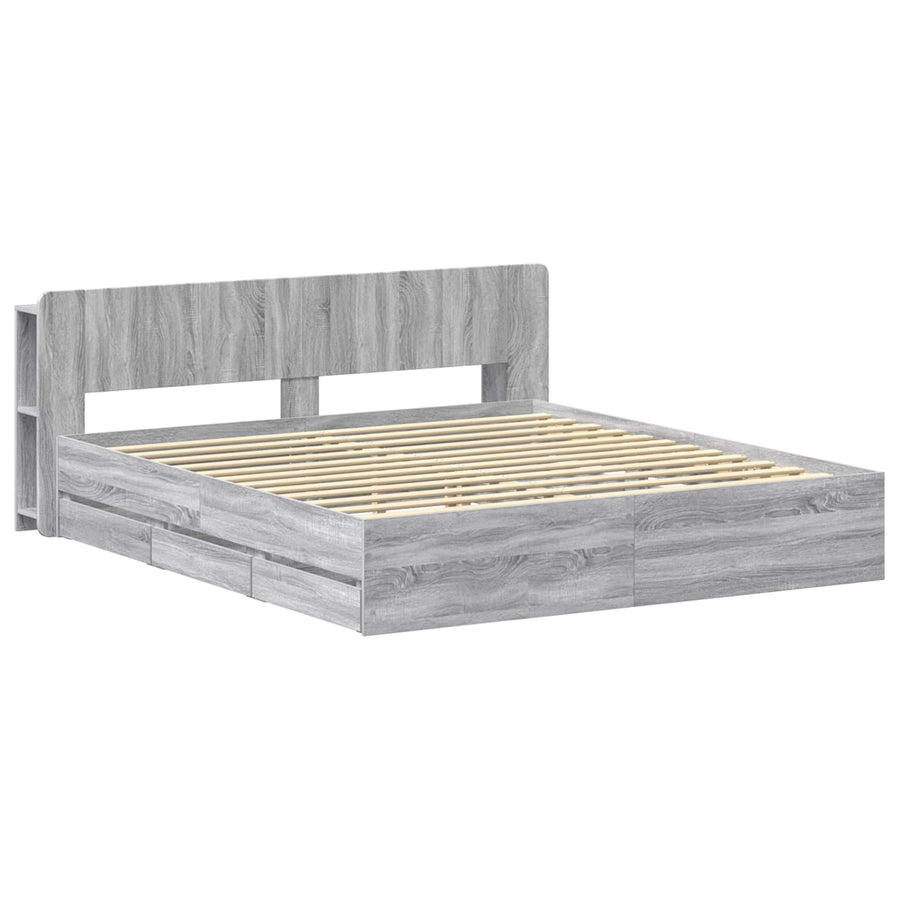 Bedframe met opslag Grijs Sonoma 180 x 200 cm Bewerkt hout