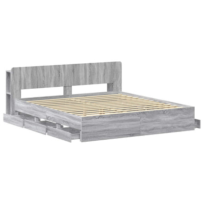 Bedframe met opslag Grijs Sonoma 180 x 200 cm Bewerkt hout