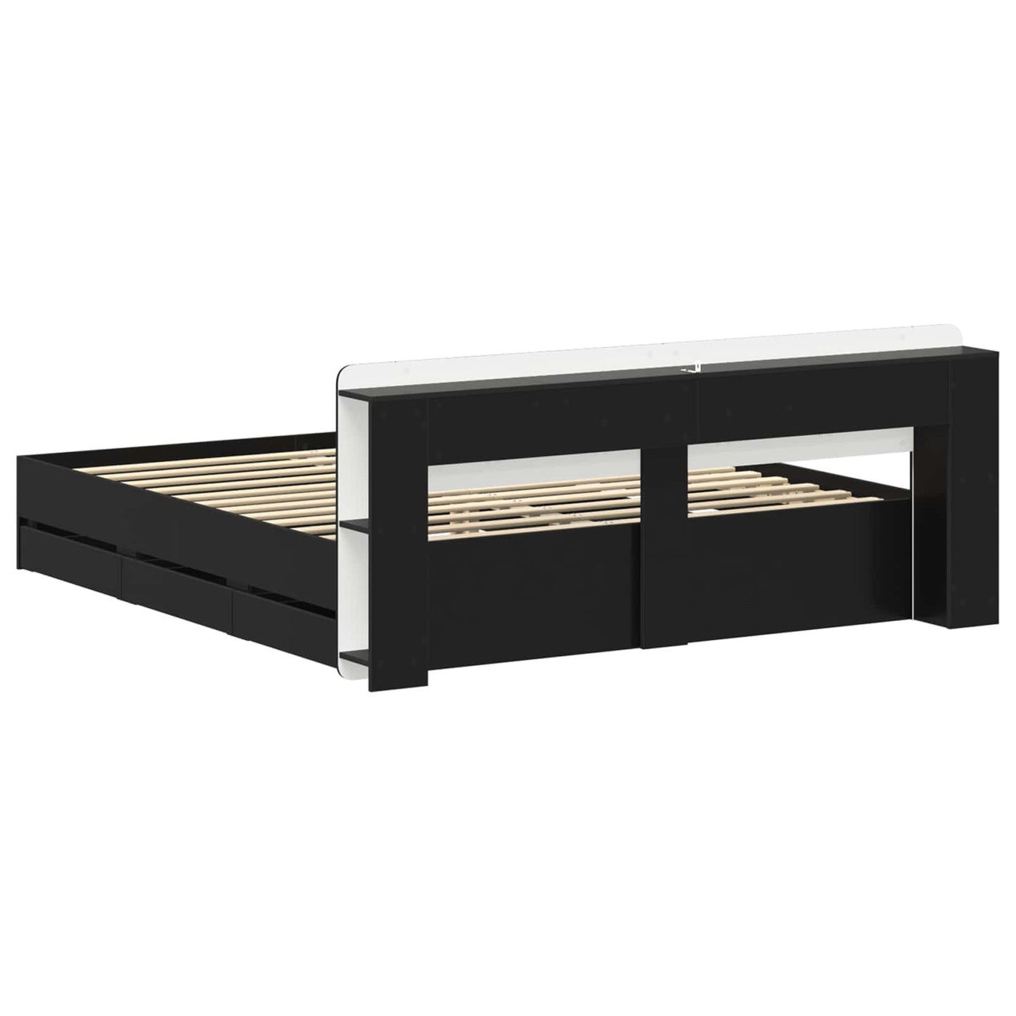 Bedframe met opslag Zwart 200 x 200 cm Bewerkt hout