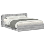 Bedframe 200x200 cm grijs Sonoma bewerkt hout met opslag