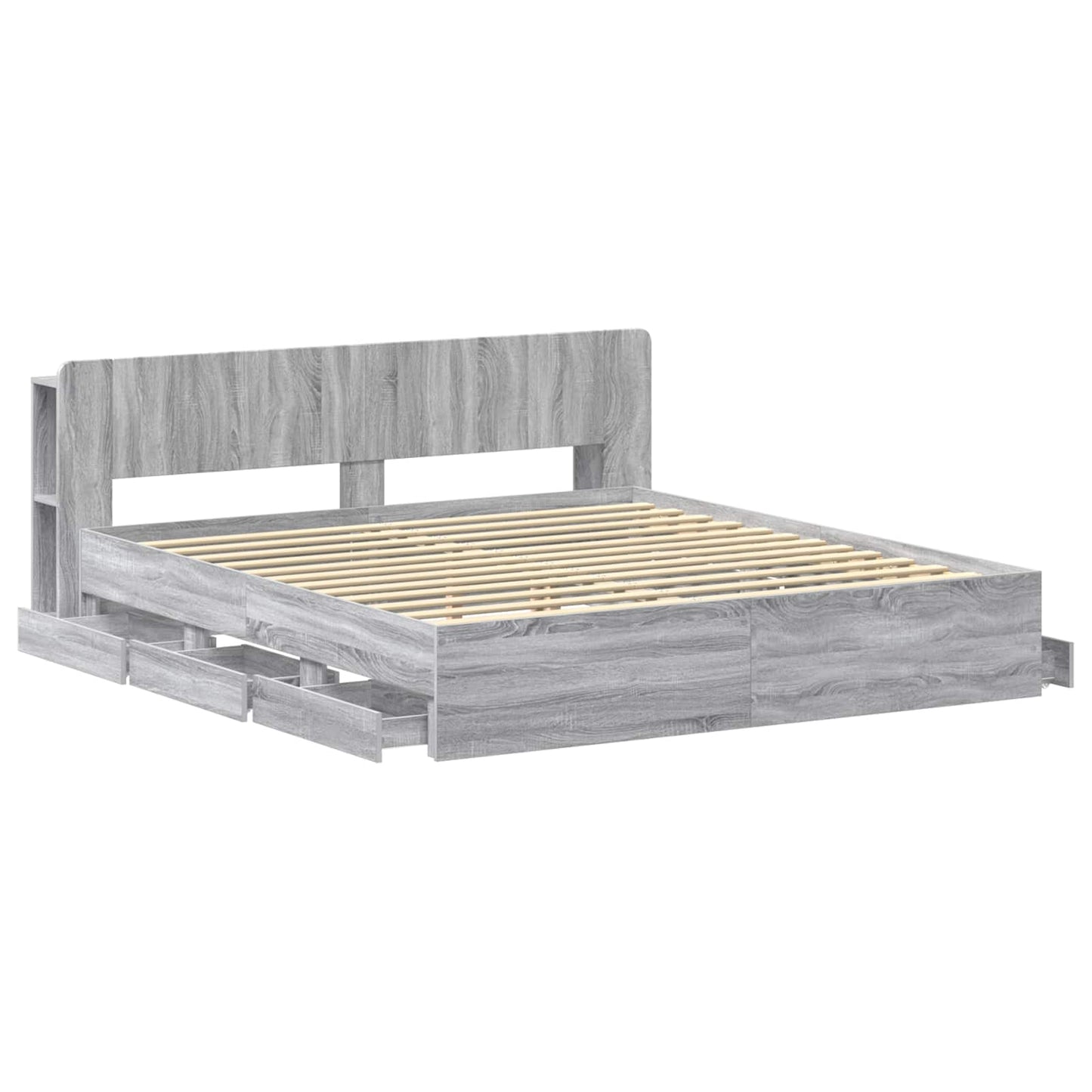 Bedframe met opslag Grijs Sonoma 200 x 200 cm Bewerkt hout
