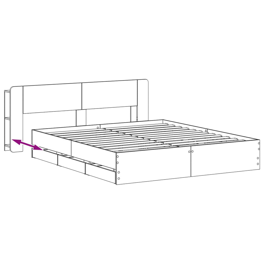 Bedframe met opslag Grijs Sonoma 200 x 200 cm Bewerkt hout