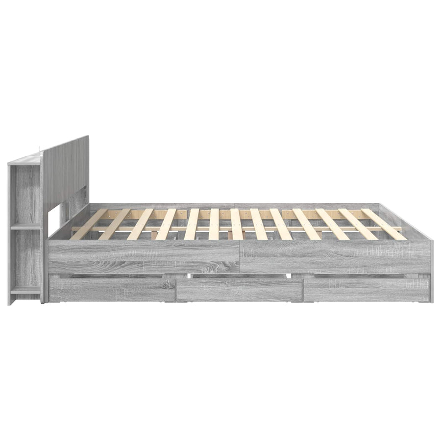 Bedframe met opslag Grijs Sonoma 200 x 200 cm Bewerkt hout