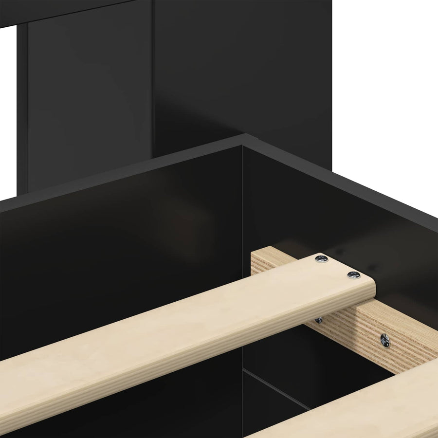 Bedframe met opslag Zwart 75 x 190 cm Bewerkt hout