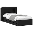Bed frame with storage Black 75 x 190 cm Engineered wood