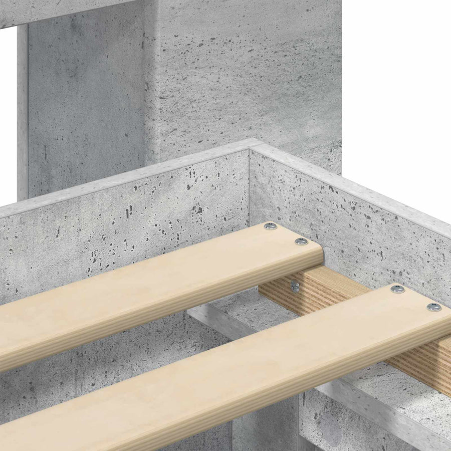 Bedframe met opslag Betongrijs 75 x 190 cm Bewerkt hout